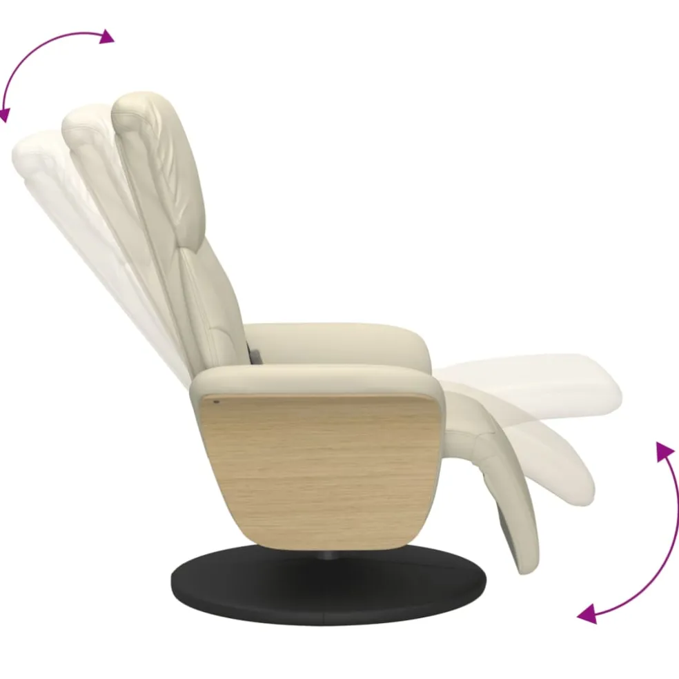 vidaXL Massagestoel verstelbaar met voetensteun kunstleer crèmekleurig