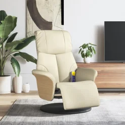 vidaXL Massagestoel verstelbaar met voetensteun kunstleer crèmekleurig