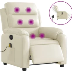 vidaXL Massagestoel verstelbaar elektrisch kunstleer crèmekleurig