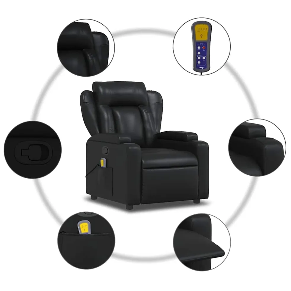 vidaXL Massagestoel verstelbaar kunstleer zwart
