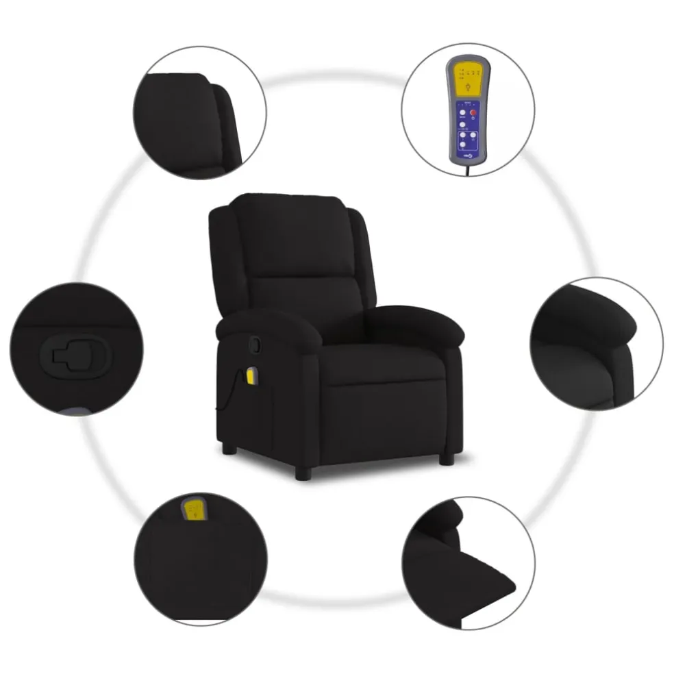 vidaXL Massagestoel verstelbaar stof zwart