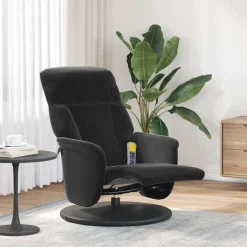 vidaXL Massagestoel verstelbaar met voetensteun fluweel zwart