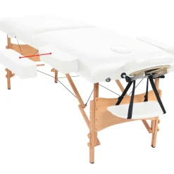 vidaXL Massagetafel 10 cm dik 2 zones inklapbaar wit