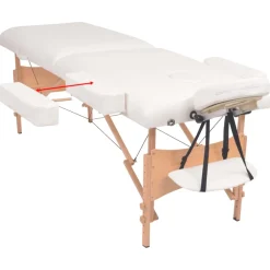 vidaXL Massagetafel- en krukset inklapbaar 2 zones 10 cm dik wit