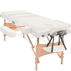 vidaXL Massagetafel- en krukset inklapbaar 3 zones 10 cm dik wit