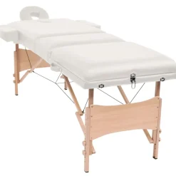 vidaXL Massagetafel- en krukset inklapbaar 3 zones 10 cm dik wit