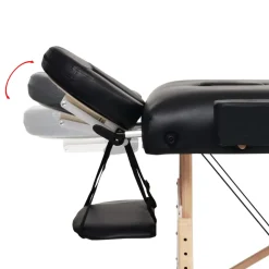 vidaXL Massagetafel- en krukset inklapbaar 2 zones 10 cm dik zwart