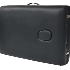 vidaXL Massagetafel- en krukset inklapbaar 2 zones 10 cm dik zwart