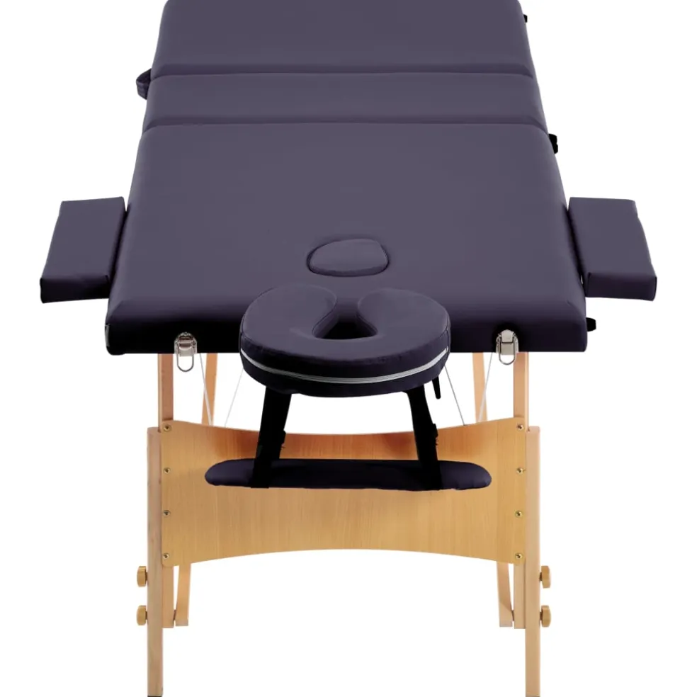 vidaXL Massagetafel inklapbaar 3 zones hout paars