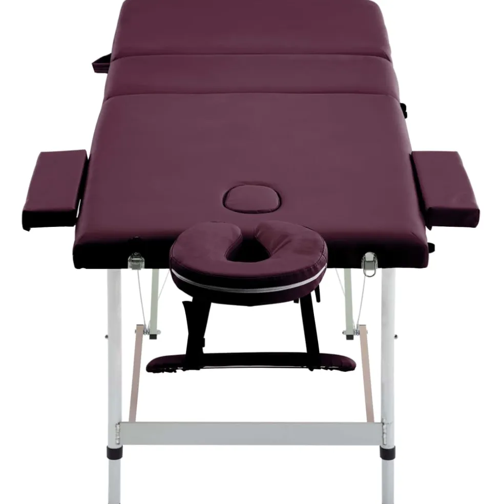 vidaXL Massagetafel inklapbaar 3 zones aluminum wijnpaars