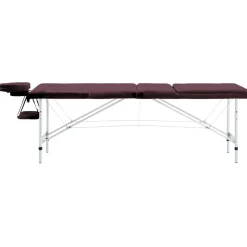 vidaXL Massagetafel inklapbaar 3 zones aluminum wijnpaars