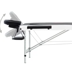 vidaXL Massagetafel inklapbaar 3 zones aluminium zwart en wit