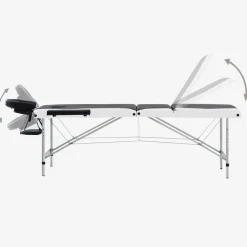 vidaXL Massagetafel inklapbaar 3 zones aluminium zwart en wit