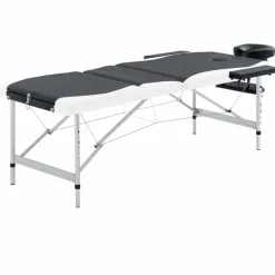vidaXL Massagetafel inklapbaar 3 zones aluminium zwart en wit