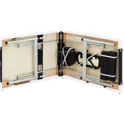 vidaXL Massagetafel inklapbaar 3 zones aluminium zwart en wit