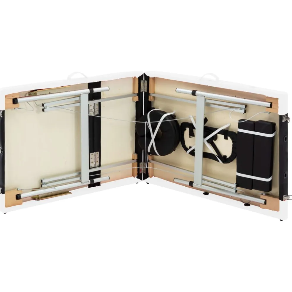 vidaXL Massagetafel inklapbaar 3 zones aluminium zwart en wit
