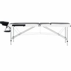 vidaXL Massagetafel inklapbaar 3 zones aluminium zwart en wit