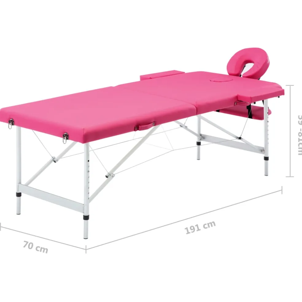vidaXL Massagetafel inklapbaar 2 zones aluminum roze