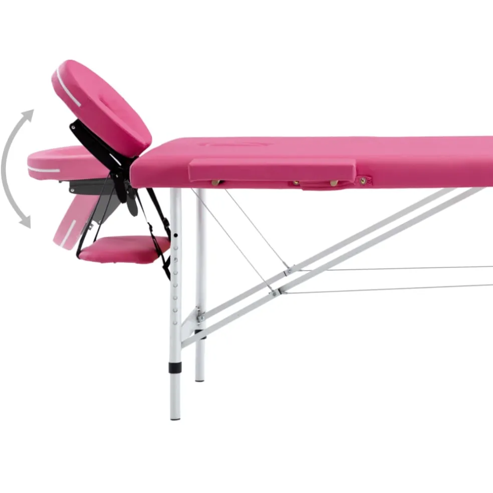 vidaXL Massagetafel inklapbaar 2 zones aluminum roze