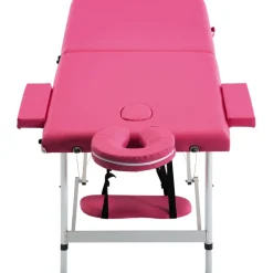 vidaXL Massagetafel inklapbaar 2 zones aluminum roze
