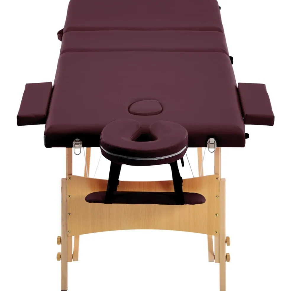 vidaXL Massagetafel inklapbaar 3 zones hout wijnpaars
