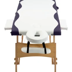 vidaXL Massagetafel inklapbaar 2 zones hout zwart en wit