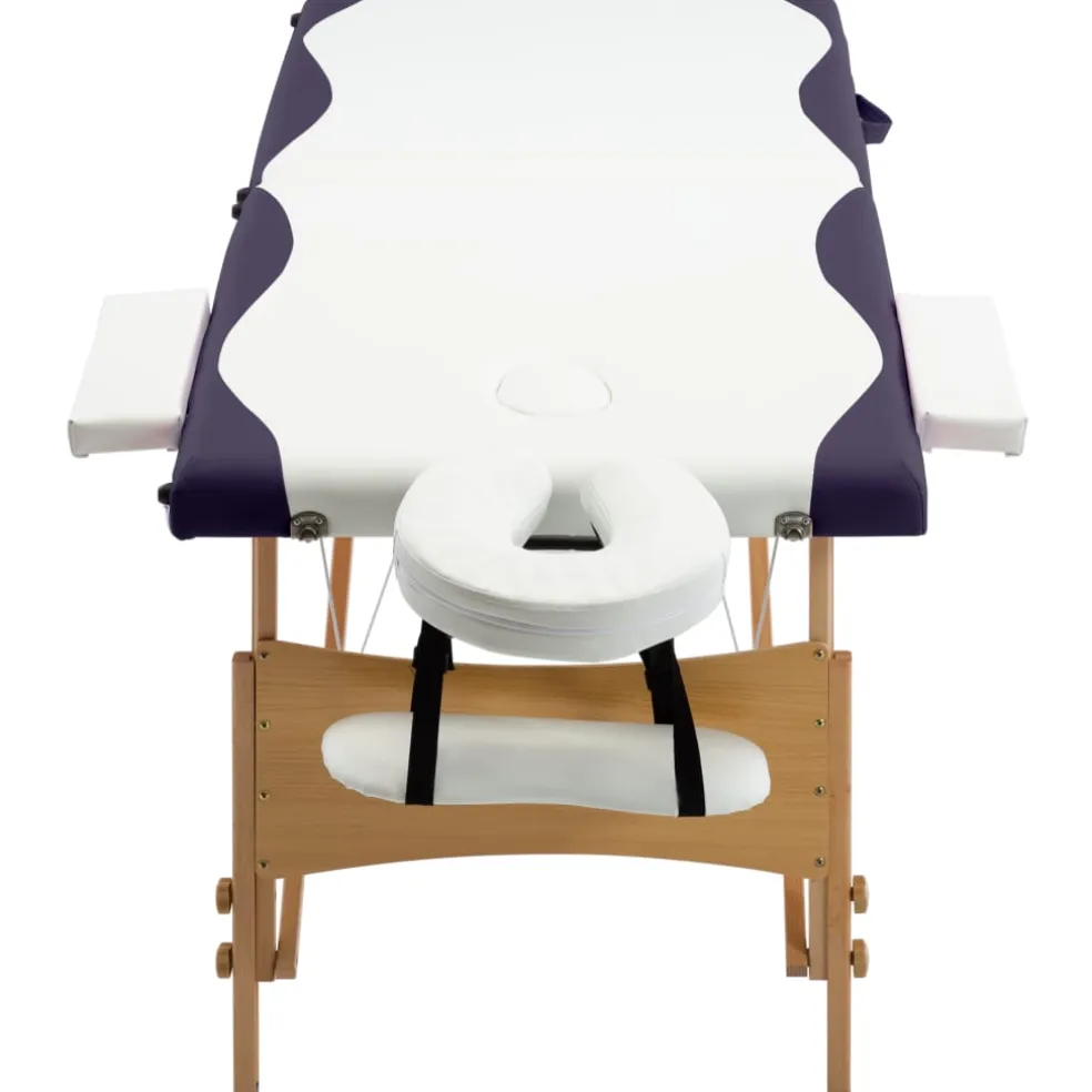 vidaXL Massagetafel inklapbaar 2 zones hout wit en paars