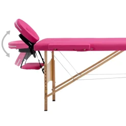 vidaXL Massagetafel inklapbaar 2 zones hout roze