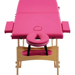 vidaXL Massagetafel inklapbaar 2 zones hout roze