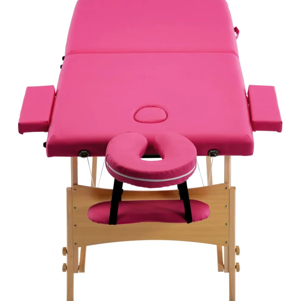 vidaXL Massagetafel inklapbaar 2 zones hout roze