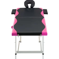 vidaXL Massagetafel inklapbaar 2 zones aluminium zwart en wit