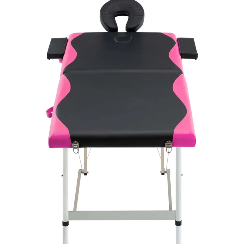 vidaXL Massagetafel inklapbaar 2 zones aluminium zwart en wit