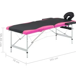 vidaXL Massagetafel inklapbaar 2 zones aluminium zwart en wit