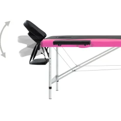 vidaXL Massagetafel inklapbaar 2 zones aluminium zwart en wit