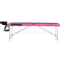vidaXL Massagetafel inklapbaar 2 zones aluminium zwart en wit
