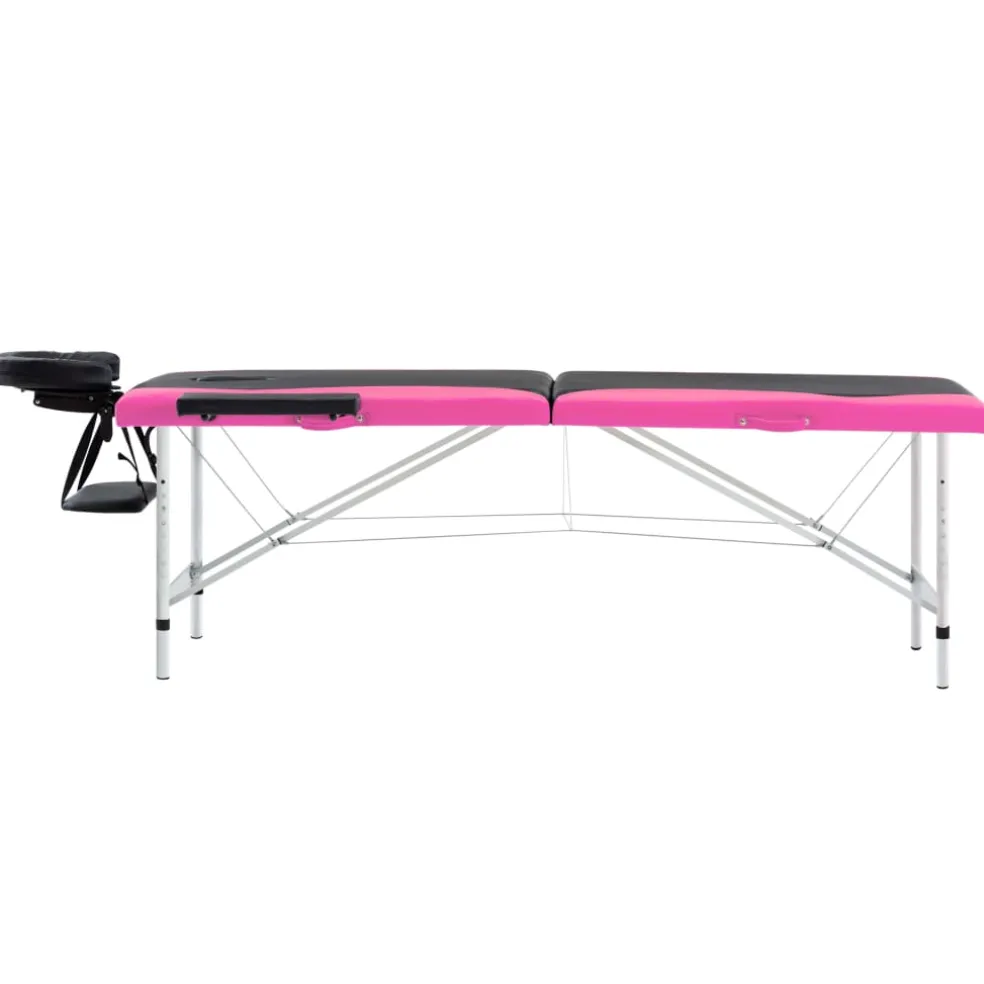 vidaXL Massagetafel inklapbaar 2 zones aluminium zwart en wit