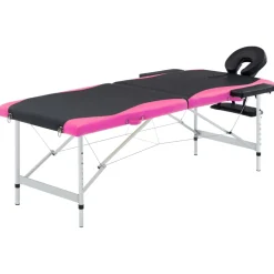 vidaXL Massagetafel inklapbaar 2 zones aluminium zwart en wit