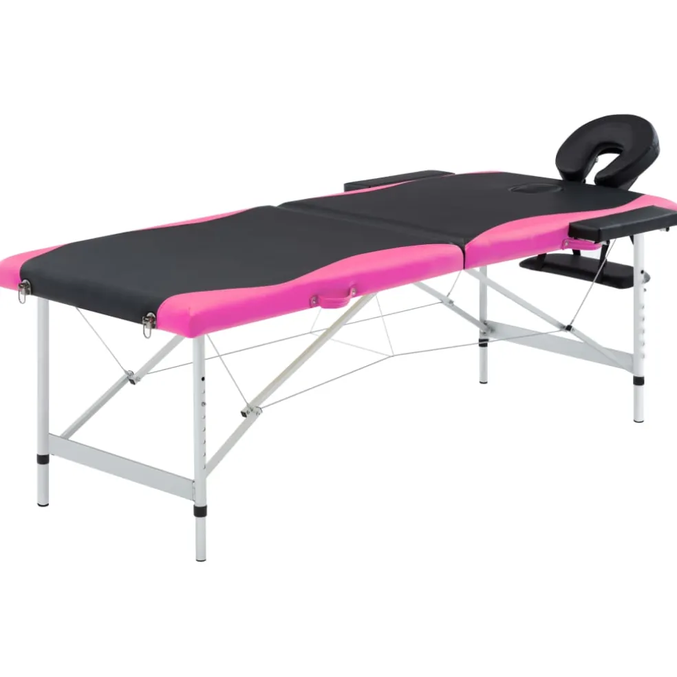 vidaXL Massagetafel inklapbaar 2 zones aluminium zwart en wit