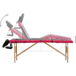 vidaXL Massagetafel inklapbaar 3 zones hout zwart en beige