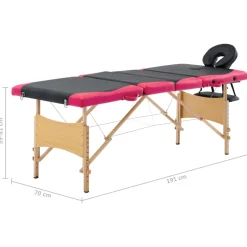 vidaXL Massagetafel inklapbaar 3 zones hout zwart en beige