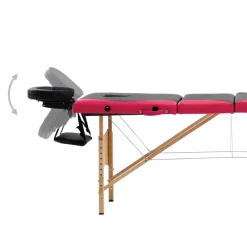 vidaXL Massagetafel inklapbaar 3 zones hout zwart en beige