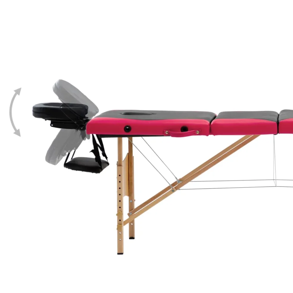 vidaXL Massagetafel inklapbaar 3 zones hout zwart en beige