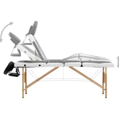 vidaXL Massagetafel inklapbaar 4 zones hout zwart en wit