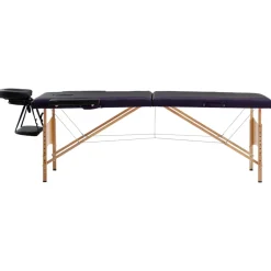 vidaXL Massagetafel inklapbaar 2 zones hout zwart