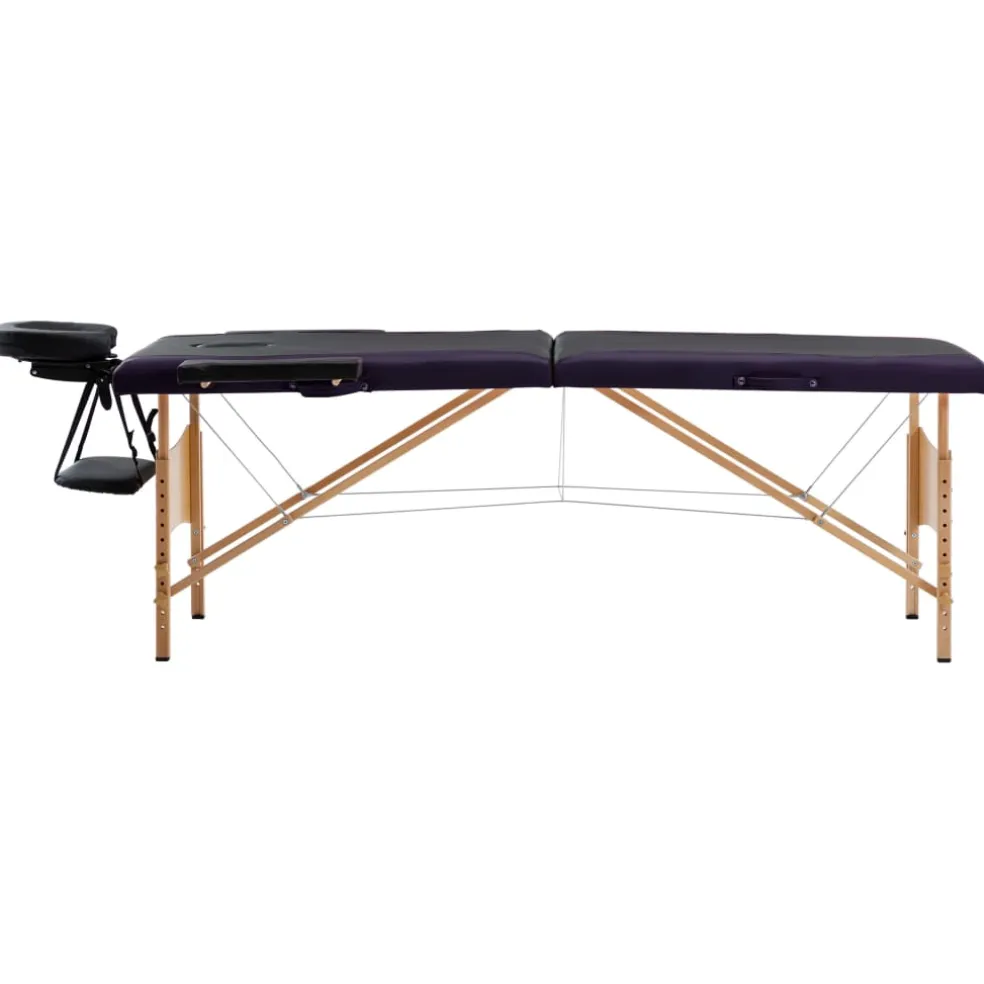 vidaXL Massagetafel inklapbaar 2 zones hout zwart