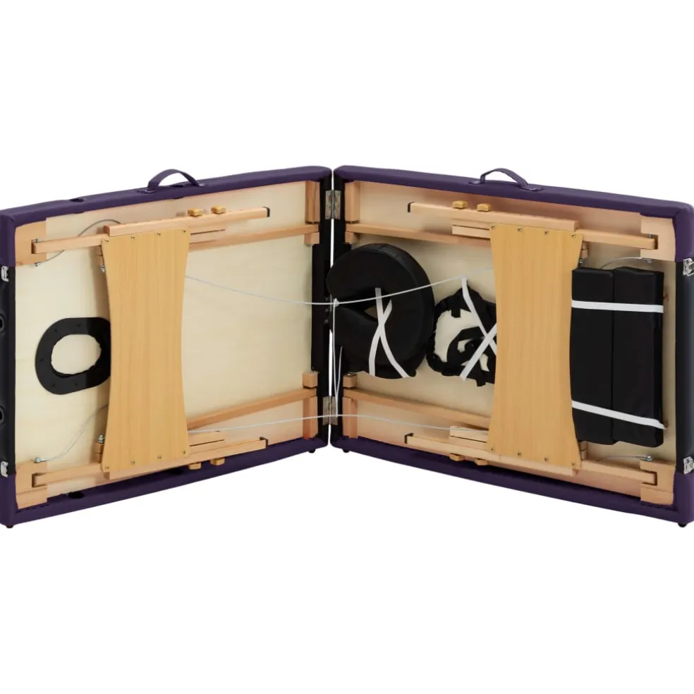 vidaXL Massagetafel inklapbaar 2 zones hout zwart