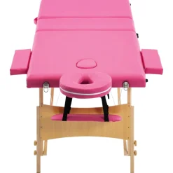 vidaXL Massagetafel inklapbaar 3 zones hout roze