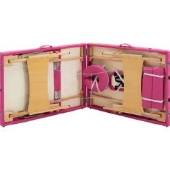 vidaXL Massagetafel inklapbaar 3 zones hout roze
