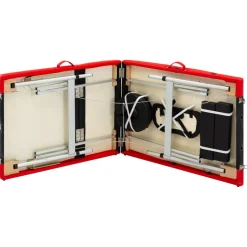 vidaXL Massagetafel inklapbaar 3 zones aluminium zwart en rood