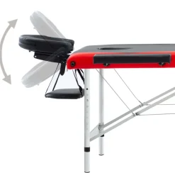 vidaXL Massagetafel inklapbaar 3 zones aluminium zwart en rood